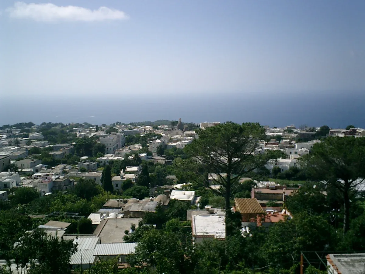 View from the summit of Monte Solaro above Anacapri reached during free time on the exclusive Capri boat tour from Sorrento, Italy
